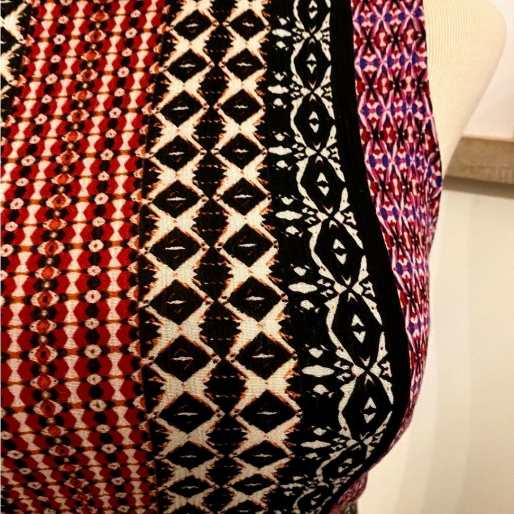 NY Collection Ladies Size Large Red Black Purpl Geometric Print Sleeveless Dress - Picture 6 of 6